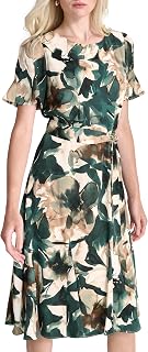 DKNY Womens Flutter Sleeve V-Neck Dress