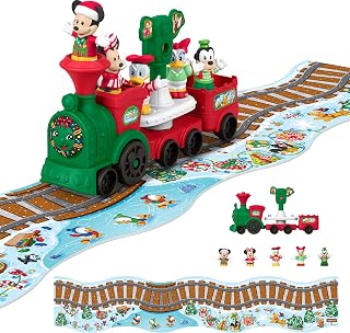 Fisher-Price Little People Disney Jr Musical Christmas Train Toy | Playset & 5 Figures Incl Mickey & Minnie, 45-inch Playmat, Toddlers & Kids Ages 18+ Months (Amazon Exclusive)