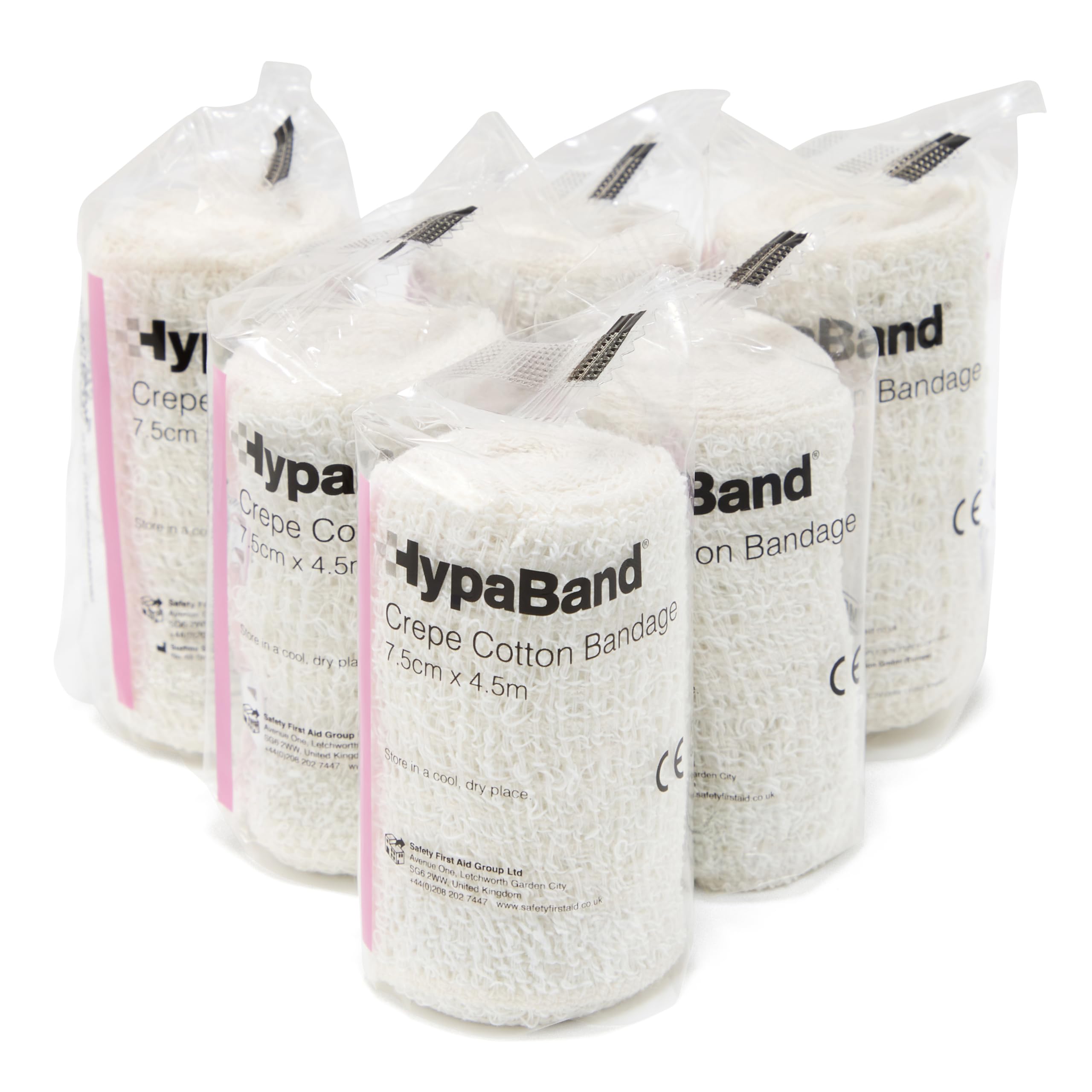 Safety First Aid Group Crepe Cotton Bandages 7.5 x 4.5 m (Pack of 6)