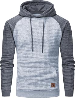 Yundobop Mens Jacquard Long Sleeve Drawstring Hoodie Kanga Pockets Pullover Hoodie