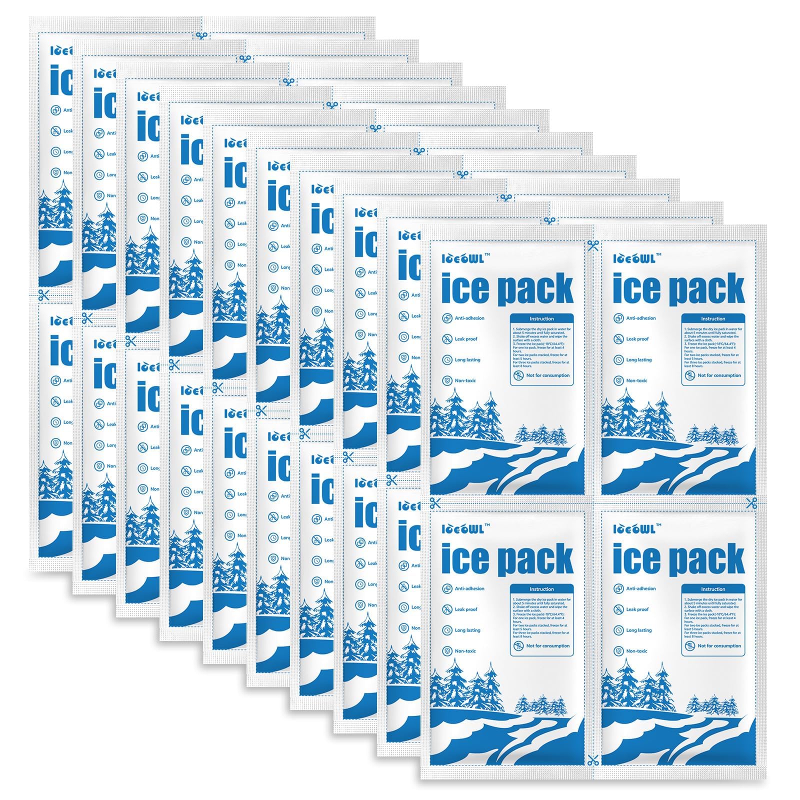 Dry Ice Packs for Shipping Non-Stick for Food TUV and SGS Tests Double-Sided Abs