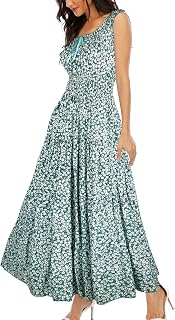 Women's 2026 Summer Boho Floral Print Tiered Casual Flowy Long Maxi Dress