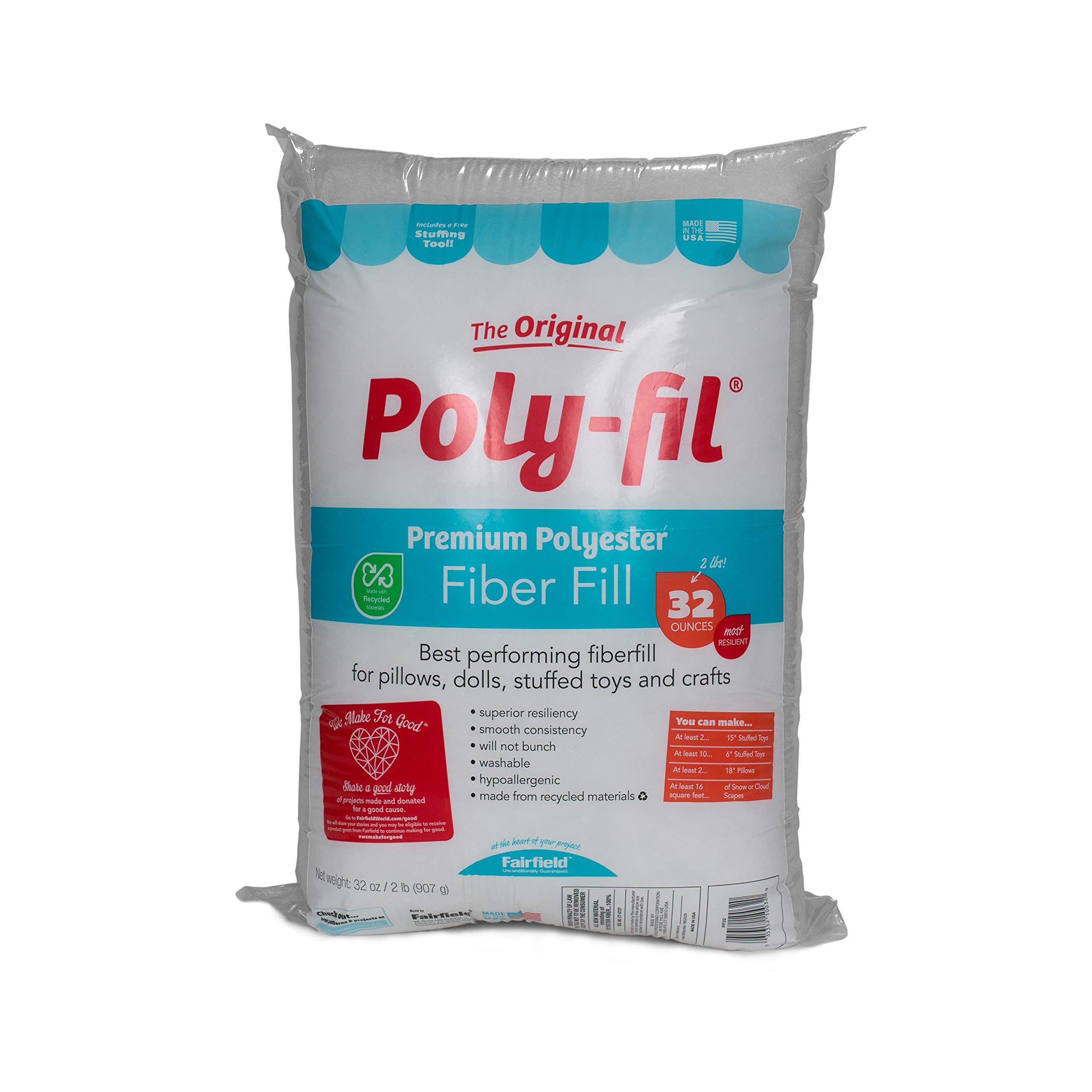 Poly-Fil Fairfield Original Fiber Fill Stuffing, Premium Polyester, 32 oz. | Mac
