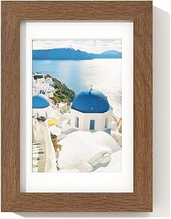 Axeman 4x6 Picture Frame - Solid Oak Wood With Mat for 3.5x5, Walnut