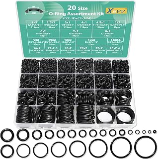 XBVV 20 Sizes O Rings O Rings Rubber Assorted Seal Kit | Nitrile rubber seals resist oil and heat for car, faucet, plumbing, air and gas connection repair jobs.