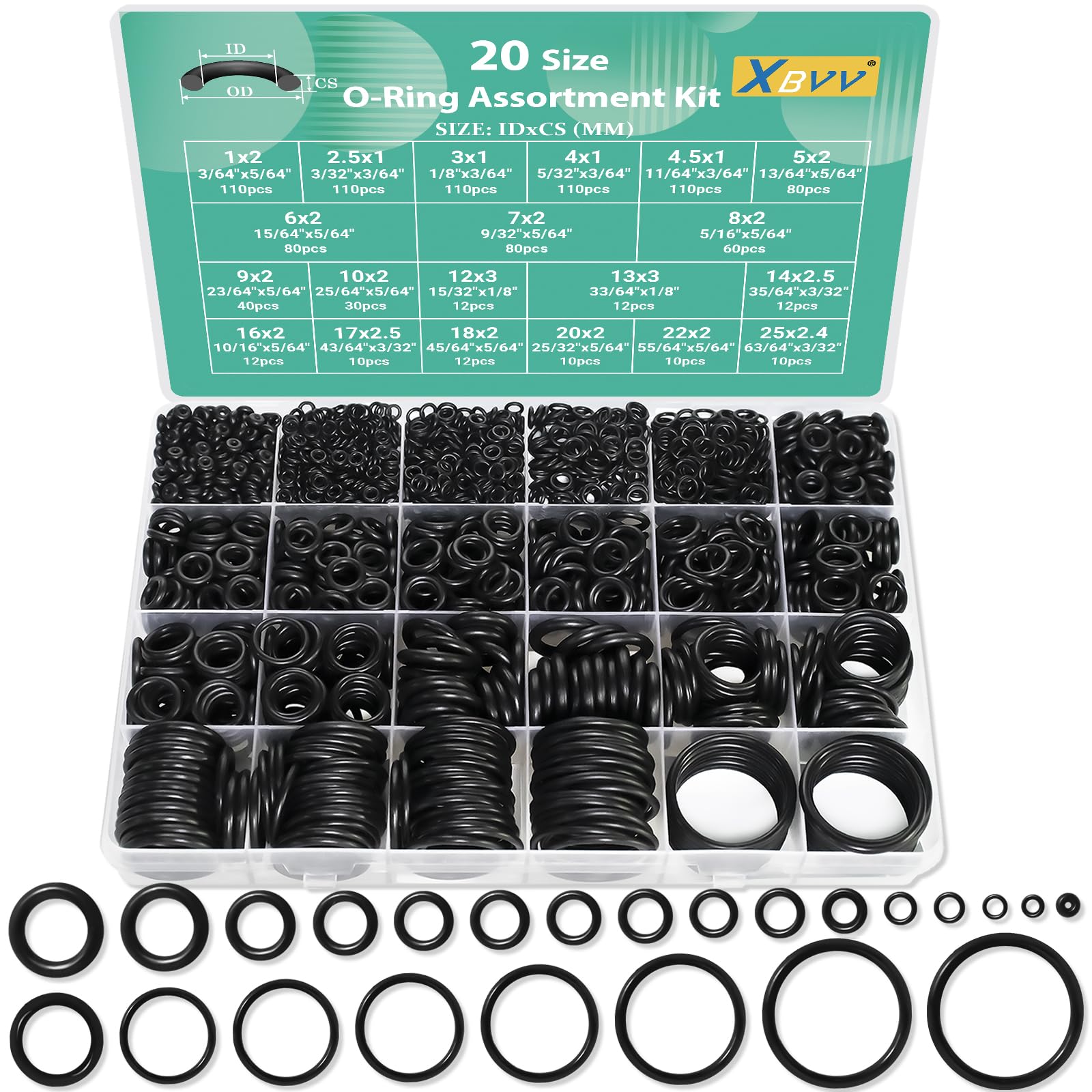 XBVV 20 Sizes O Rings O Rings Rubber Assorted Seal Kit | Nitrile rubber seals re