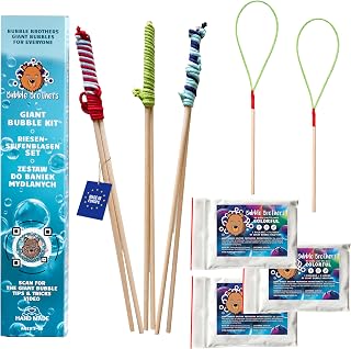 Bubble Brothers Giant Bubble Kit for Kids 5 Bubble Wand and 15 Liters Bubble Mixture Kids Garden Toys with Bubble Solution and 5 Bubble Makers wooden Outdoor Toys Big Bubble Set with Bubble Liquid