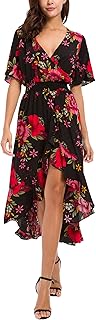 Kormei Robe Longue d'été élégante pour Femme, Style bohème, à Fleurs, pour la Plage, Les fêtes