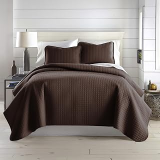 Southshore Fine Linens 3 Piece Oversized Quilt Sets, Microfiber, Chocolate Brown, Queen