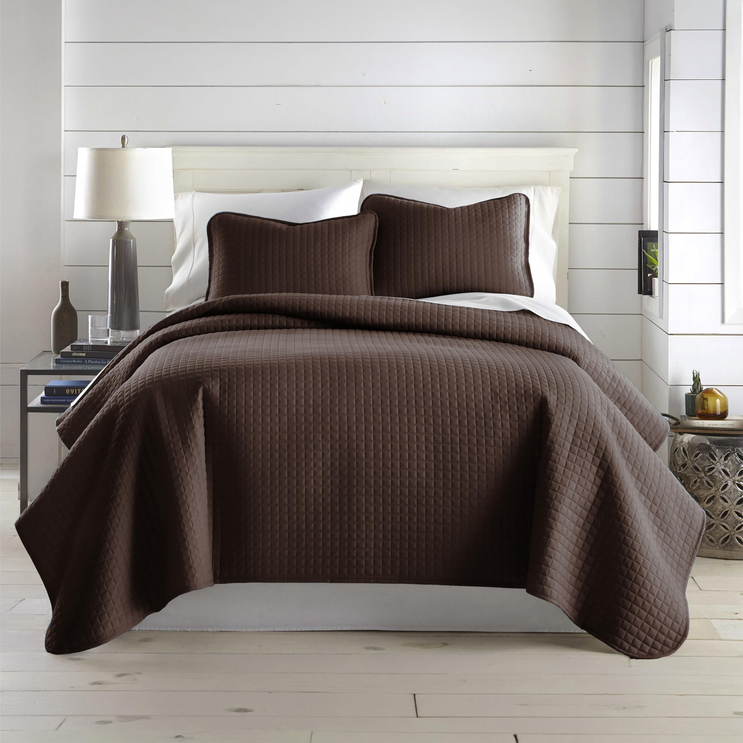 Southshore Fine Linens 3 Piece Oversized Quilt Sets, Microfiber, Chocolate Brown