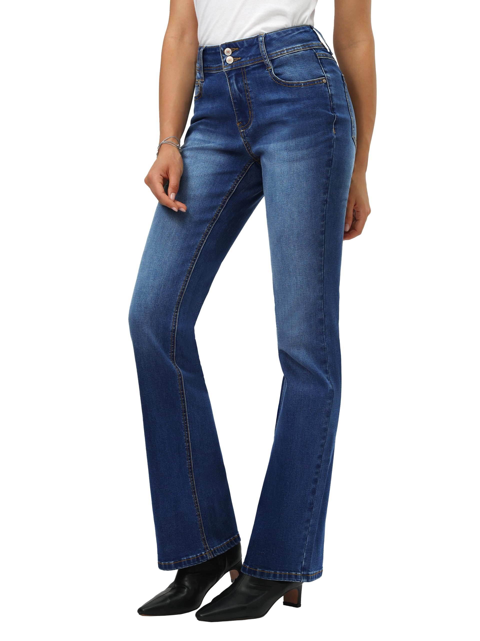 Tall Women's 34"/36"/38" Inseam Curvy Bootcut Jeans Mid-Rise Stretchy Denim Pant