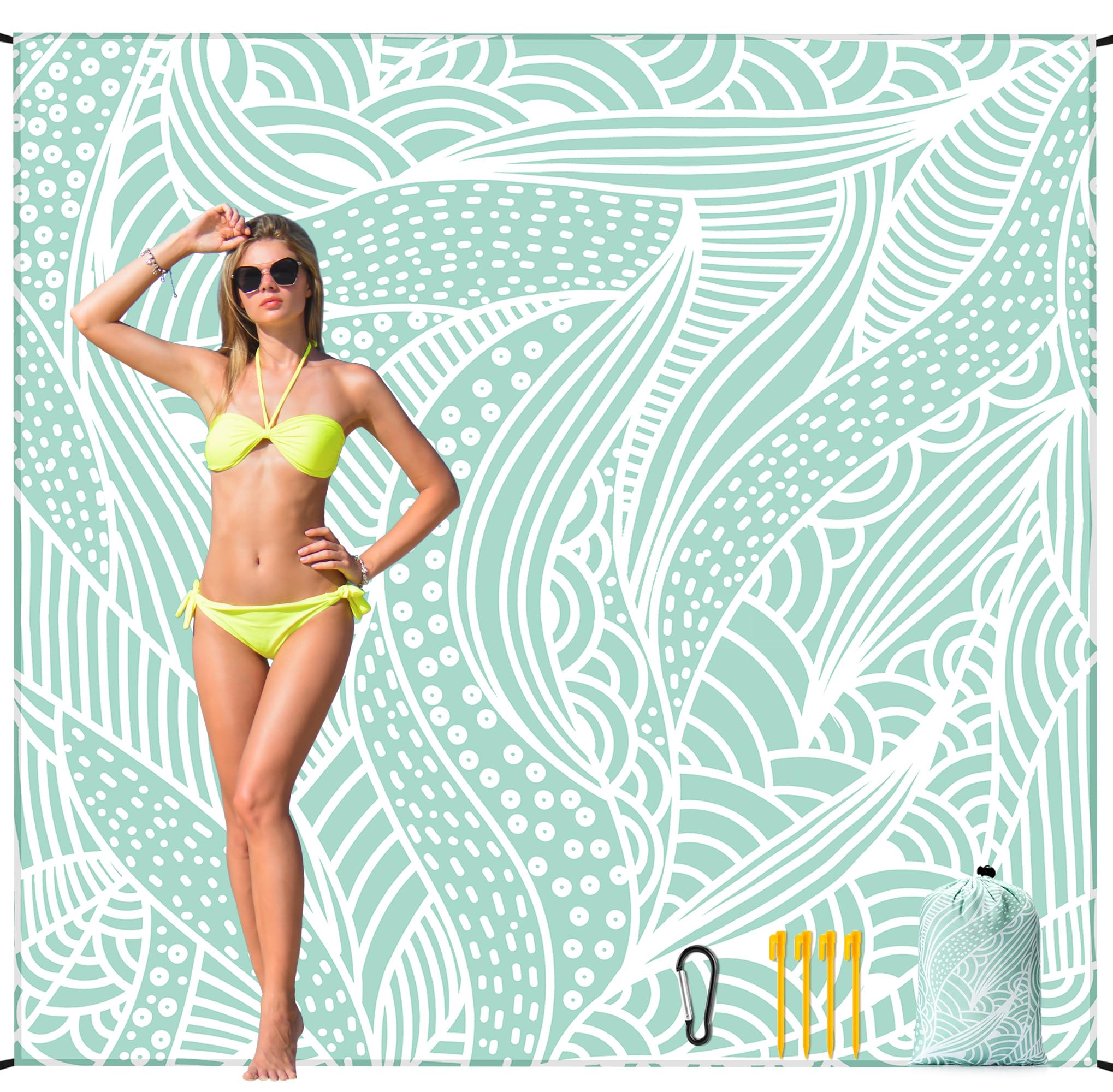 HIHOHO Beach Blanket Waterproof Sandproof Quick Drying Mat for 1-8 Adults