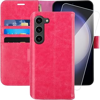 MONASAY Wallet Case for Samsung S23 with 3 Card Holders - Hot-Pink