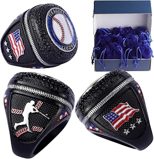 TOPSPORTSJEWELRY Sports Prize 12 pcs Pack Date 2026 League Baseball Tourney Championship Tropy riings Size 9.5 Baseball Team Events Awards