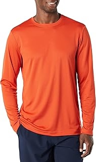 Amazon Essentials Men's Long Sleeve Moisture Wicking Performance Tech Workout Crew Neck T-Shirt