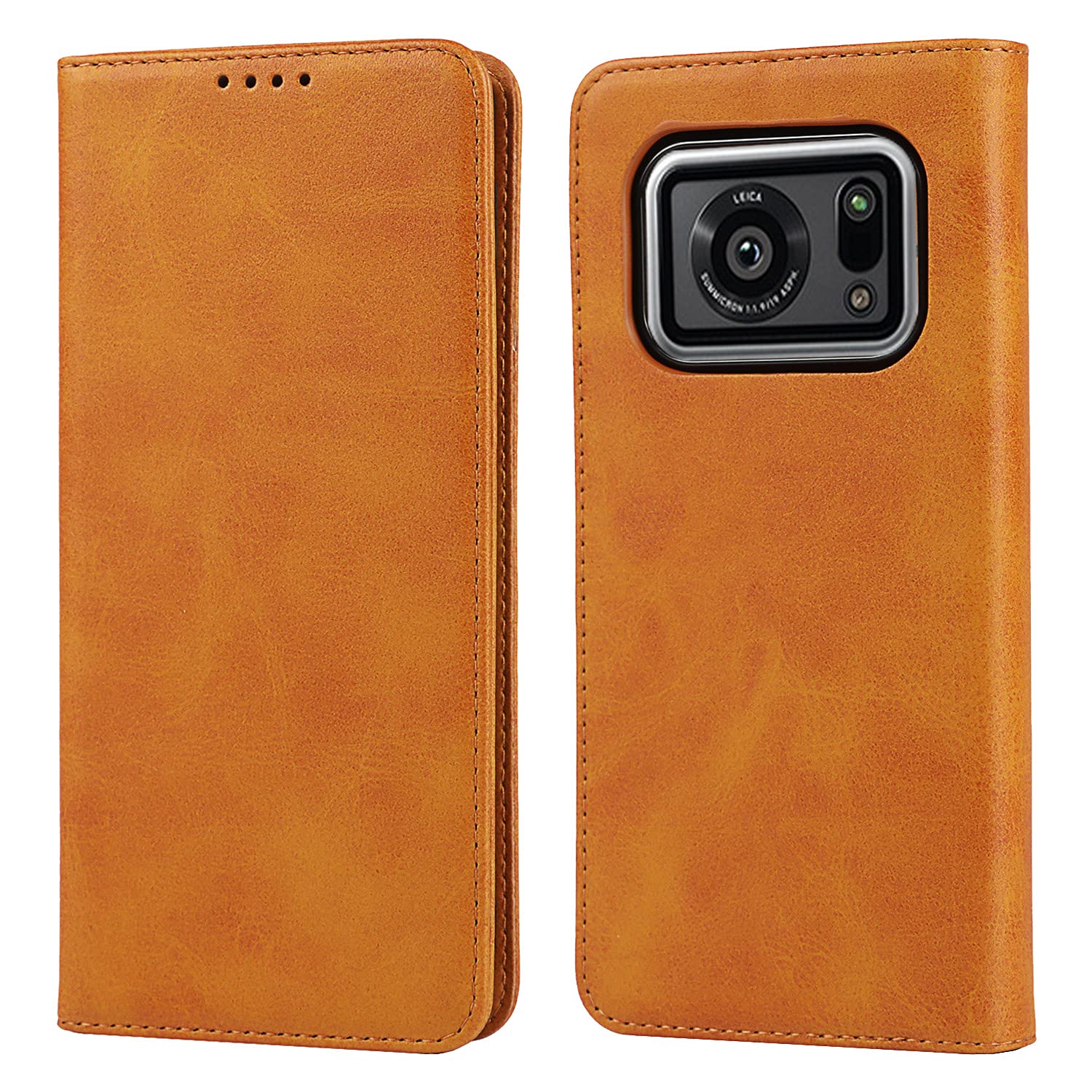 【Hamany】 対応 AQUOS R6 ケース 手帳型 アクオスr6ケース カード収納 SH-51B ケース -ファッション ライトブラウン