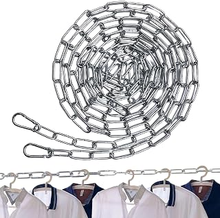 Stainless Steel Chain 2m with 2 Safety Clips, 3mm Welded Polished Heavy-Duty Metal Link for Swing, Garden, Pet, Anchor, Hanging, Indoor Outdoor Use