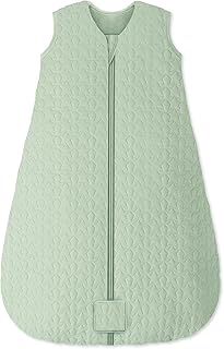 Unnivoll Baby Sleeping Bag 2.5 Tog 6-12 Months 100% Cotton Winter Sleeping Bag Baby 2-Way Zipper Quilted Sleep Sack for Newbron Infant Warm Soft Green