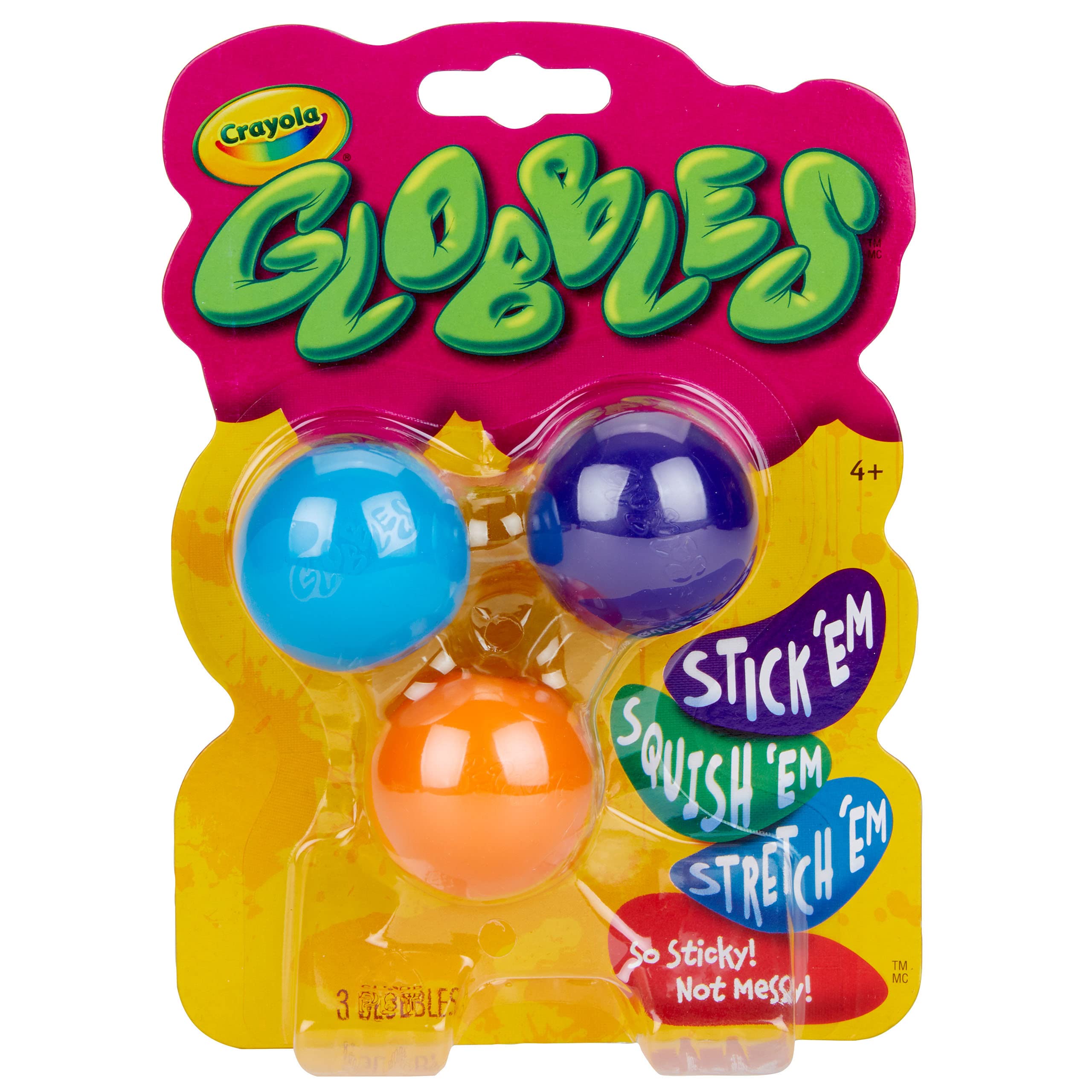 Crayola Globbles Sticky Sensory Fidget Toys, 3 Pack, Reusable Toss & Stick Balls