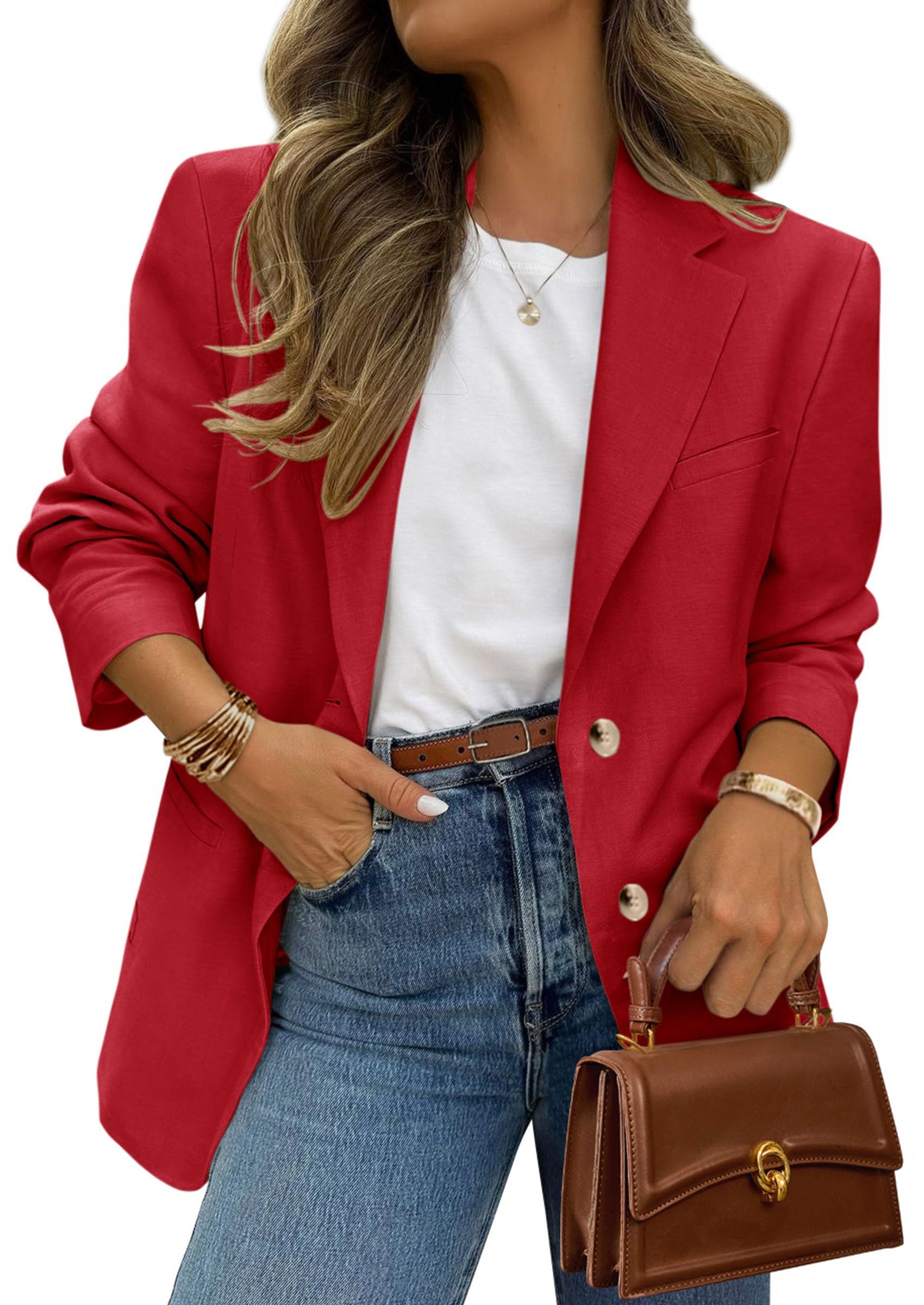 PRETTYGARDEN Blazer 2025 Women Business Casual Long Sleeve Lapel Open Front Work
