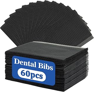 60pcs Dental Bibs Disposable - Dental Bibs Dentist Tattoo Bibs Black Nails Patient Bibs Towels Table Covers Dental Pads Mats Lash Supplies