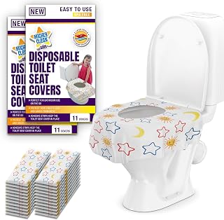 Mighty Clean Baby 22-Pack Disposable Toilet Seat Covers - XL Waterproof Potty Covers for Toddlers, Kids &amp; Adults - Travel, Public Restrooms, Airplane, Potty Training