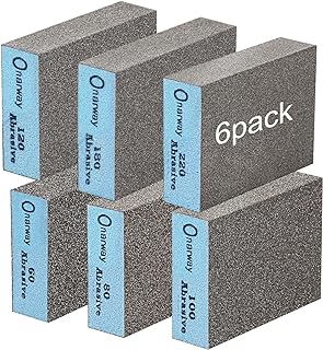 Onarway Sanding Blocks 6 Pack Wet and Dry Dual-use Sandpaper Sponges | Coarse and Fine - 60/80/100/120/180/220 Grits 6 Different Specifications, Washable and Reusable for Wood Metal Wall Polish