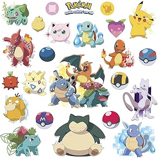 RoomMates RMK2535SCS Pokemon Iconic Peel and Stick Wall Decals | RMK2535SCS, Kids Room Décor, Removeable, Playroom, Renter Friendly, repositionable, no residue. For smooth surfaces