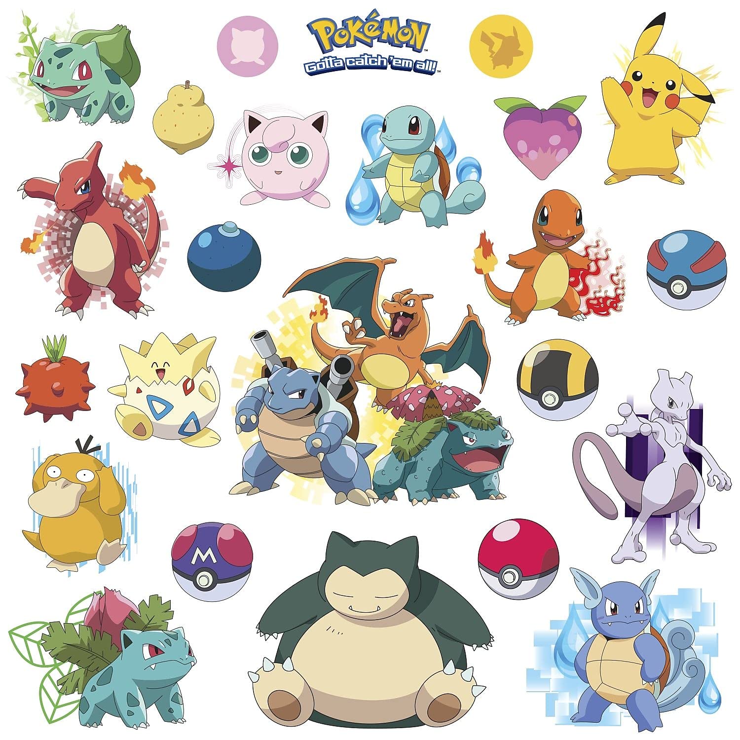 RoomMates RMK2535SCS Pokemon Iconic Peel and Stick Wall Decals | RMK2535SCS, Kid