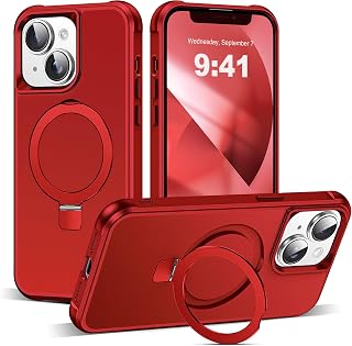 SKYLMW Compatible with iPhone 13/14 Case with Stand,Red