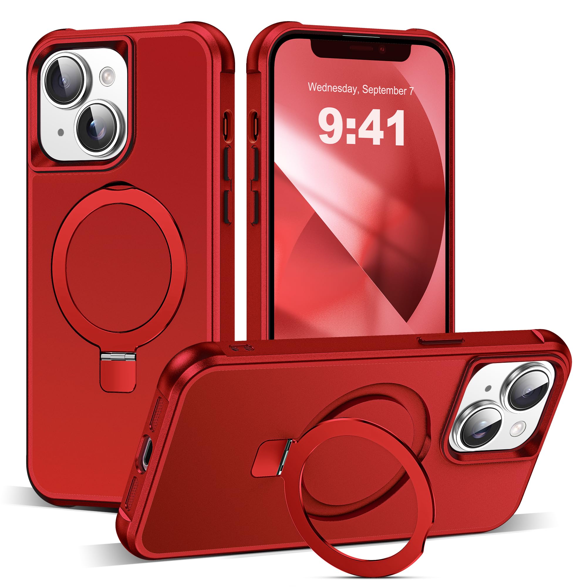 SKYLMW Compatible with iPhone 13/14 Case with Stand,Red