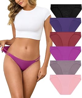 ANLIQI Women's High Cut String Bikini Panties Modal Comfort Breathable Stretch Bikini Underwear Soft Plus Size Underwear
