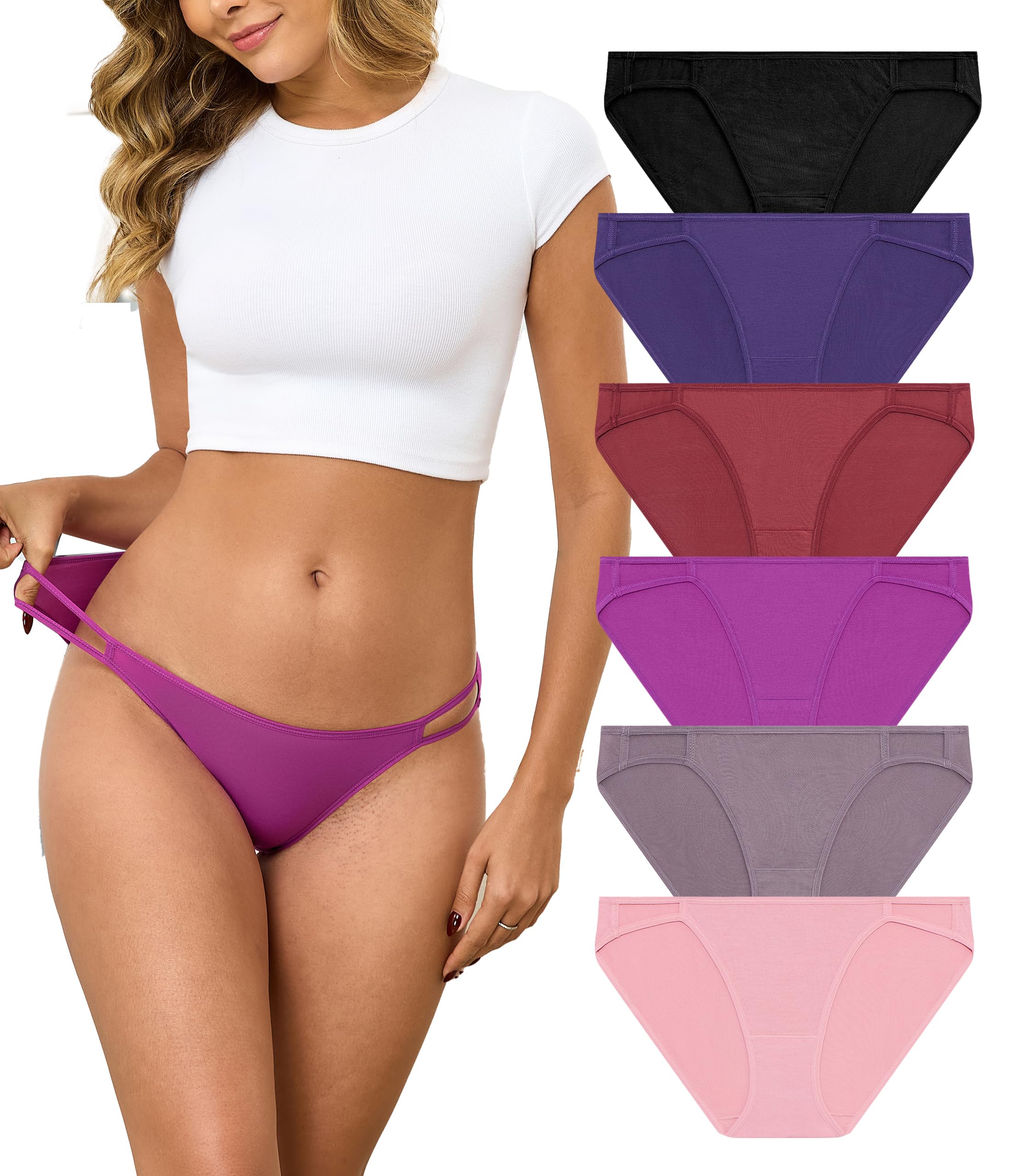 ANLIQI Women's High Cut String Bikini Panties Modal Comfort Breathable Stretch B