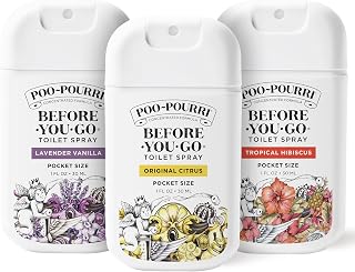 Poo-Pourri Before-You-Go Pocket Toilet Spray, Spring Variety 1 Fl Oz 3 Pack | Travel Essentials On-The-Go Bathroom Odor Deodorizer with Essential Oils, Each Up to 50 Uses, TSA Approved Size, 3 Scents