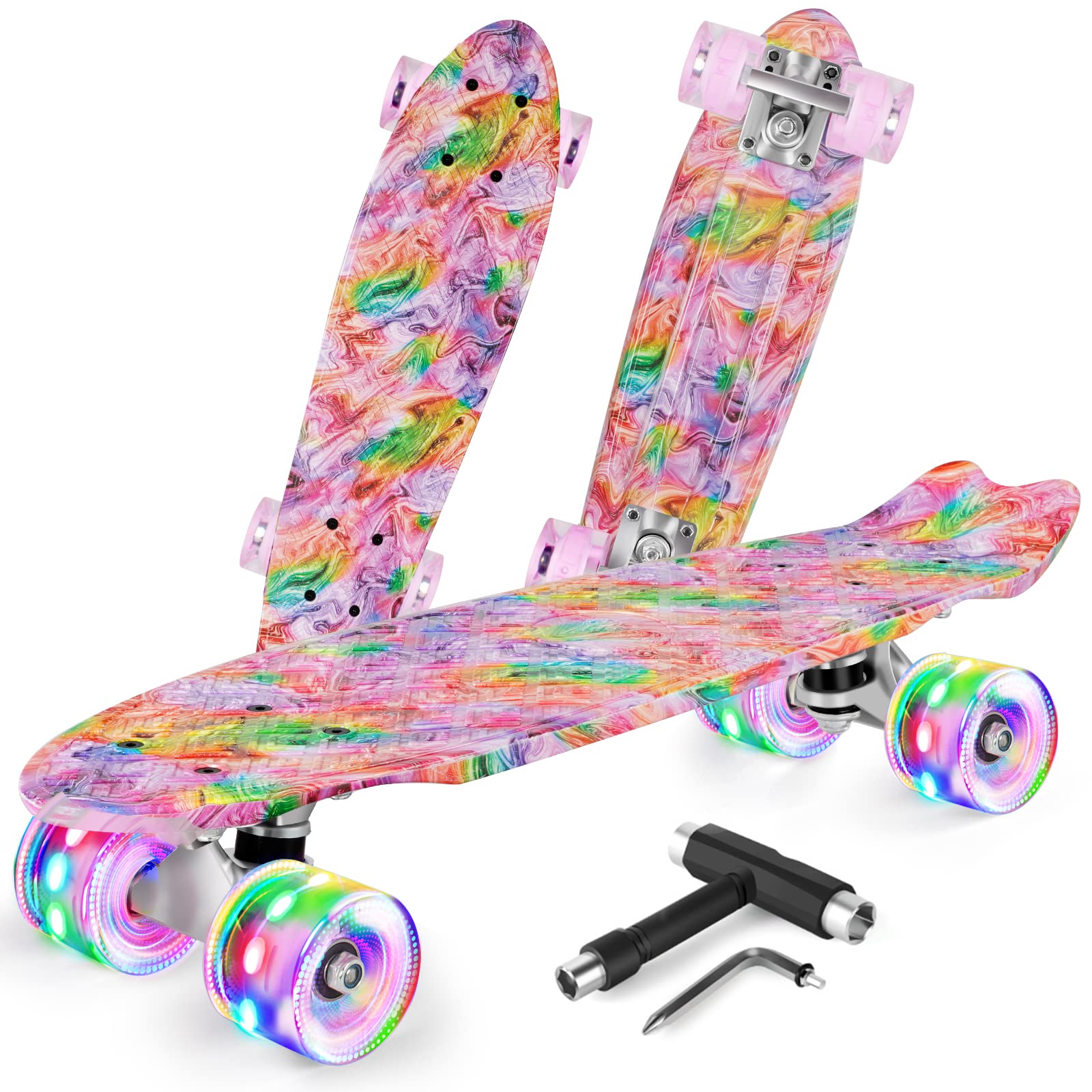 BELEEV 22 inch Skateboards for Kids, Cruiser Skateboard for Beginners Girls Boys