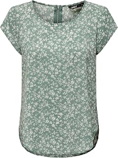 ONLY Women’s Onlvic S/S Solid Aop Top, Ptm T-Shirt, Blouse Shirt, Short Sleeves