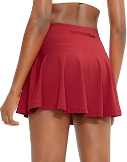 SANTINY, Women's 4 Pocket Pleated Tennis Skirt with Shorts High Waist