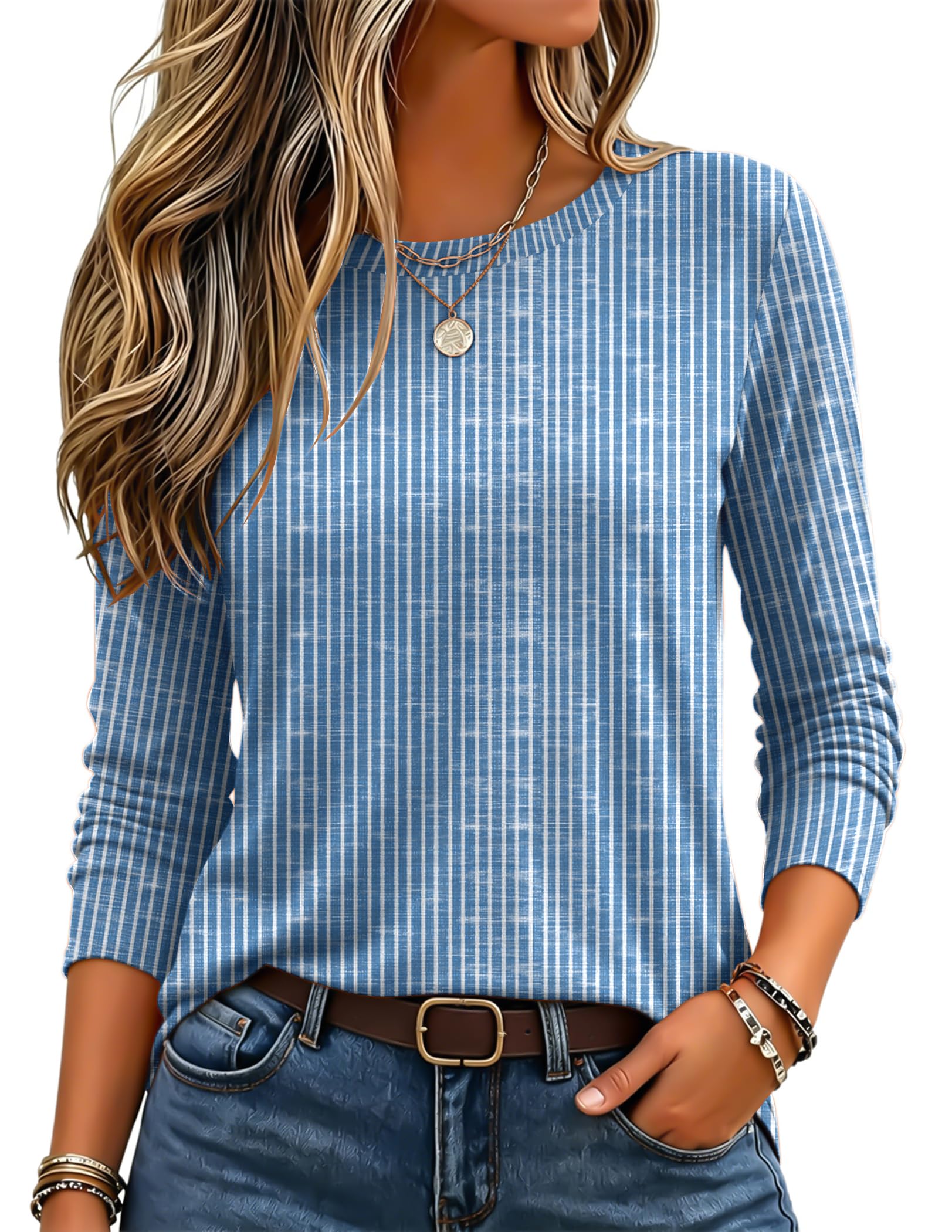 Zeagoo Women's Casual Shirts Long Sleeve Tops Crewneck Tshirts Fall Clothes | Br