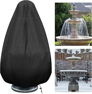 68H x 48D in Fountain Cover, 420D Oxford Cloth Garden Statue Cover | Outdoor Fountain Protector with Drawstring, Weather-Resistant Protection for Patio Fountains, Garden Statues