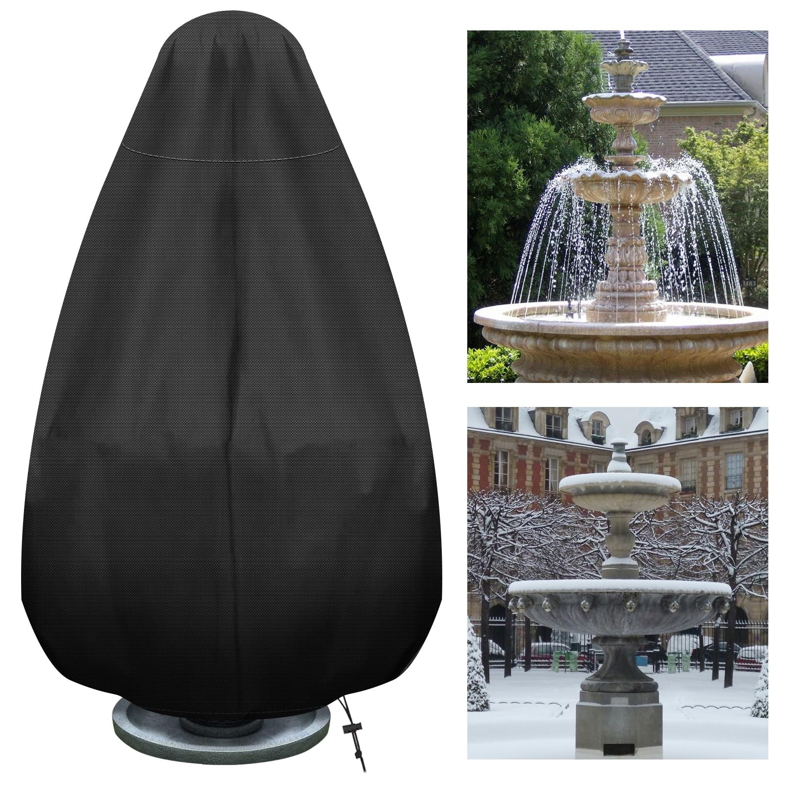 68H x 48D in Fountain Cover, 420D Oxford Cloth Garden Statue Cover | Outdoor Fou