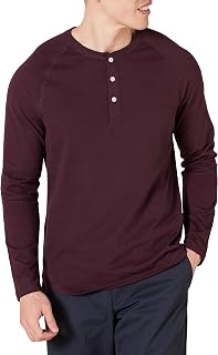 Amazon Essentials Men's Long Sleeve Henley Shirt 100% Cotton