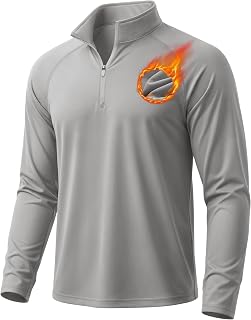MAGCOMSEN Pullover da uomo a maniche lunghe con zip a un quarto di lunghezza, foderato in pile, pullover da golf, pullover termico per allenamento palestra