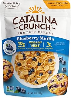 Catalina Crunch Protein Cereal, Blueberry Muffin, 8 oz Bag (Pack of 1) | 10g of Protein, No Added Sugar, Gluten Free, Breakfast Cereal, Packaging May Vary