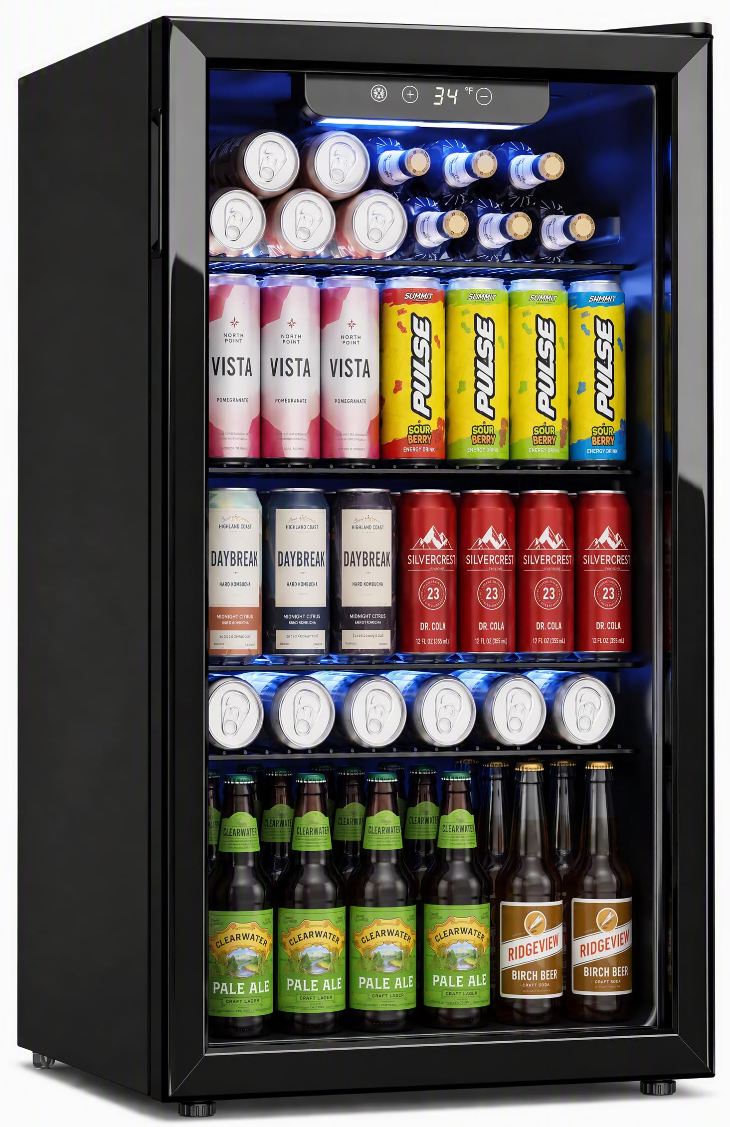 Icyglee 126 Can Mini Fridge, 3.2 Cu.Ft Beverage Refrigerator, Drink Cooler | 34–
