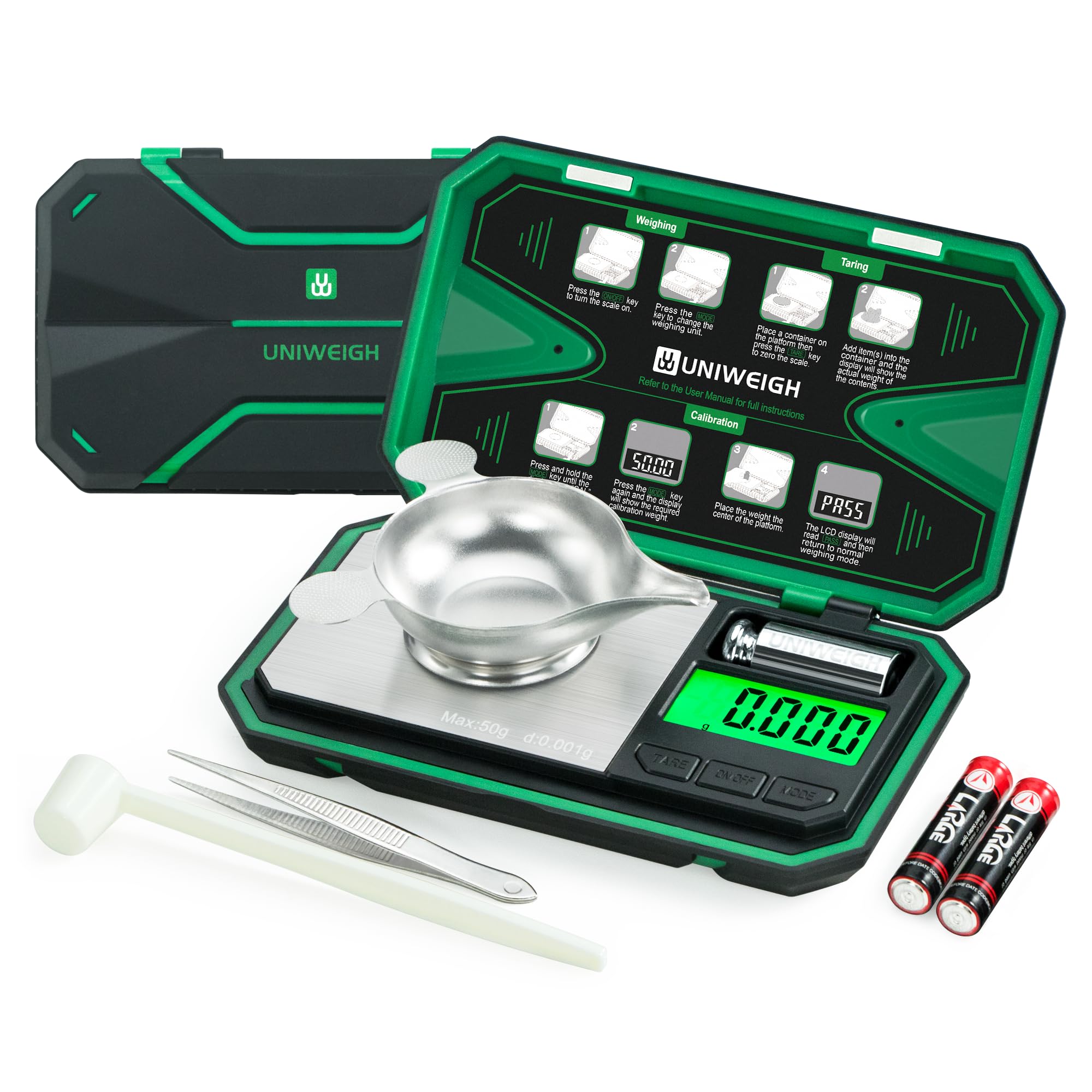UNIWEIGH Milligram Scale Precision 0.001g/50g mg Scale for Weighing Powders
