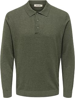 Only & Sons Onsloui Reg 12 LS Mel Men's Knit Polo Shirt