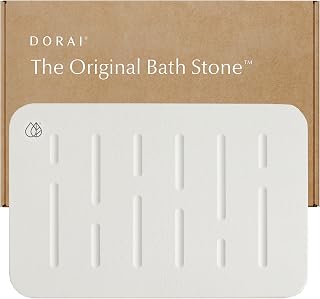 Dorai Home Stone Bath Mat - Premium Diatomaceous Earth Bath Floor Mats with Non-Slip Base, Fast-Drying Modern Shower Mat for Bathroom | Rain Sandstone - 23.6"x15.4"