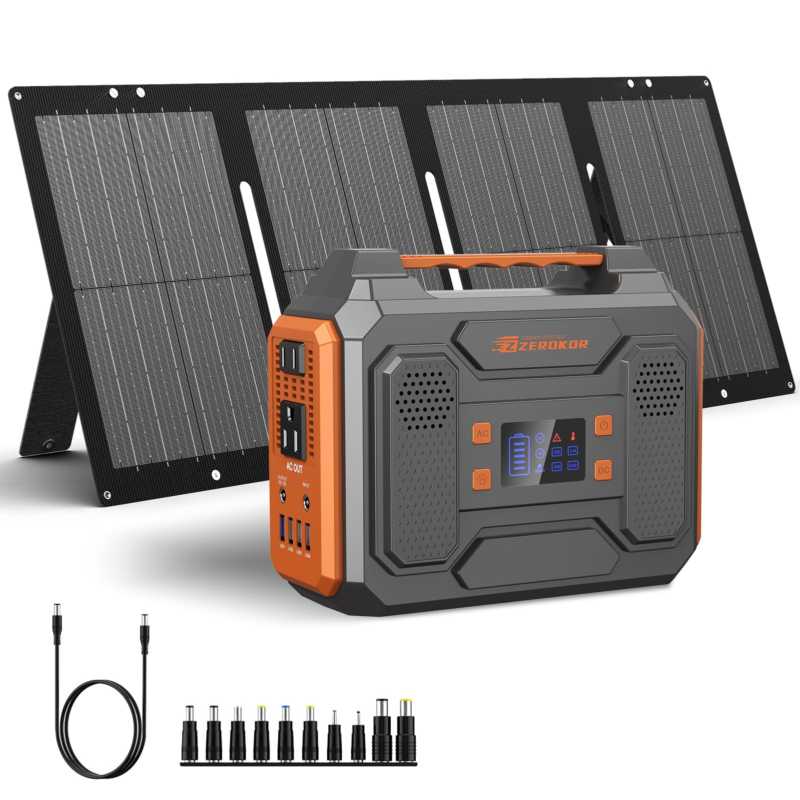 Portable Solar Generator 300W Portable Power Station with 60W Solar Panel | 110V