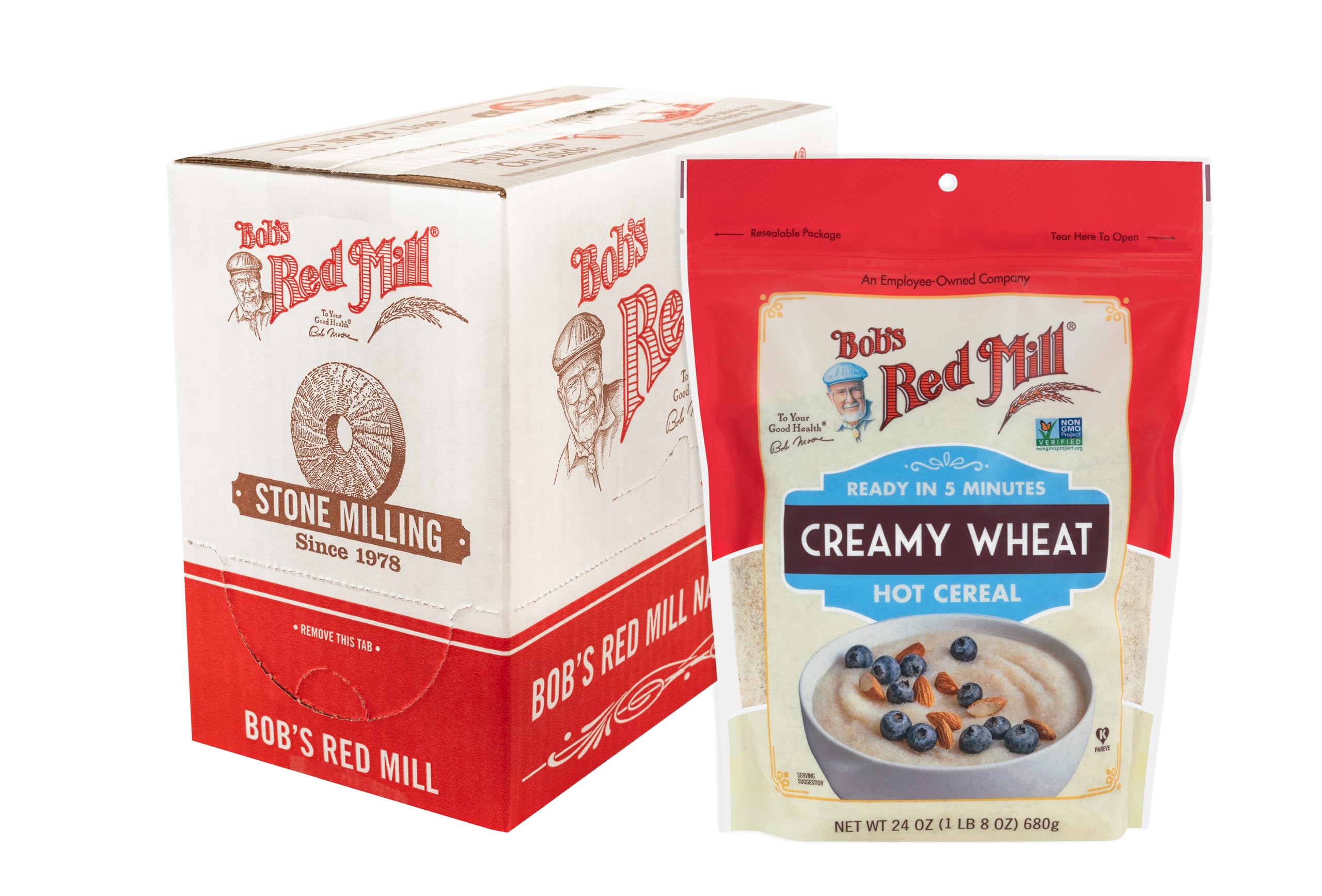 Bob's Red Mill Creamy Wheat Hot Cereal, 24oz (4 Pack)