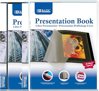 BAZIC Products 10-Pocket Presentation Book, 20-Sheet Capacity, 24-Box | Heat-sealed top-loading pages, 20-sheet capacity (8.5x11), Permanent binding, Insertable front cover and spine